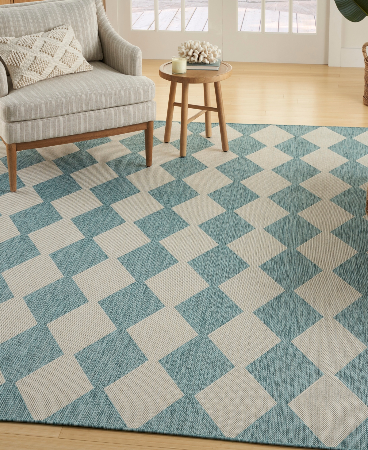 Nourison Home Positano Pos04 6'x9' Area Rug In Aqua