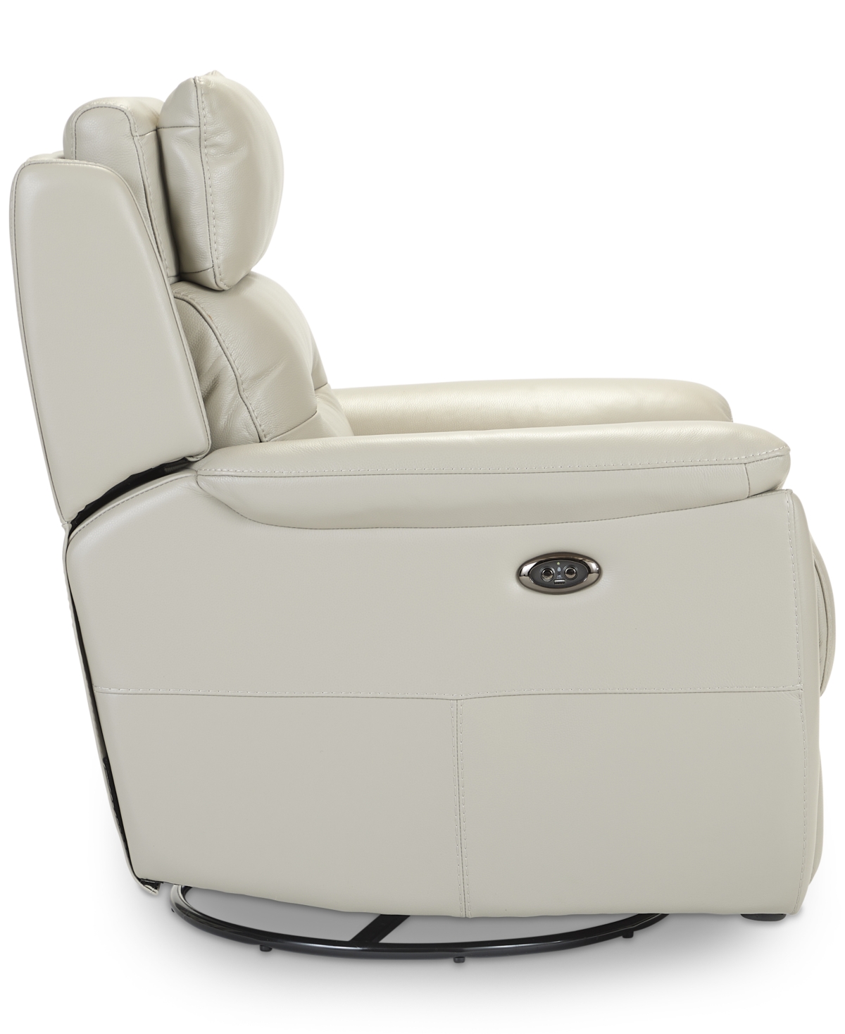 Macy's Ossorio Leather Power Swivel Glide Recliner, Created For  In Silver Grey