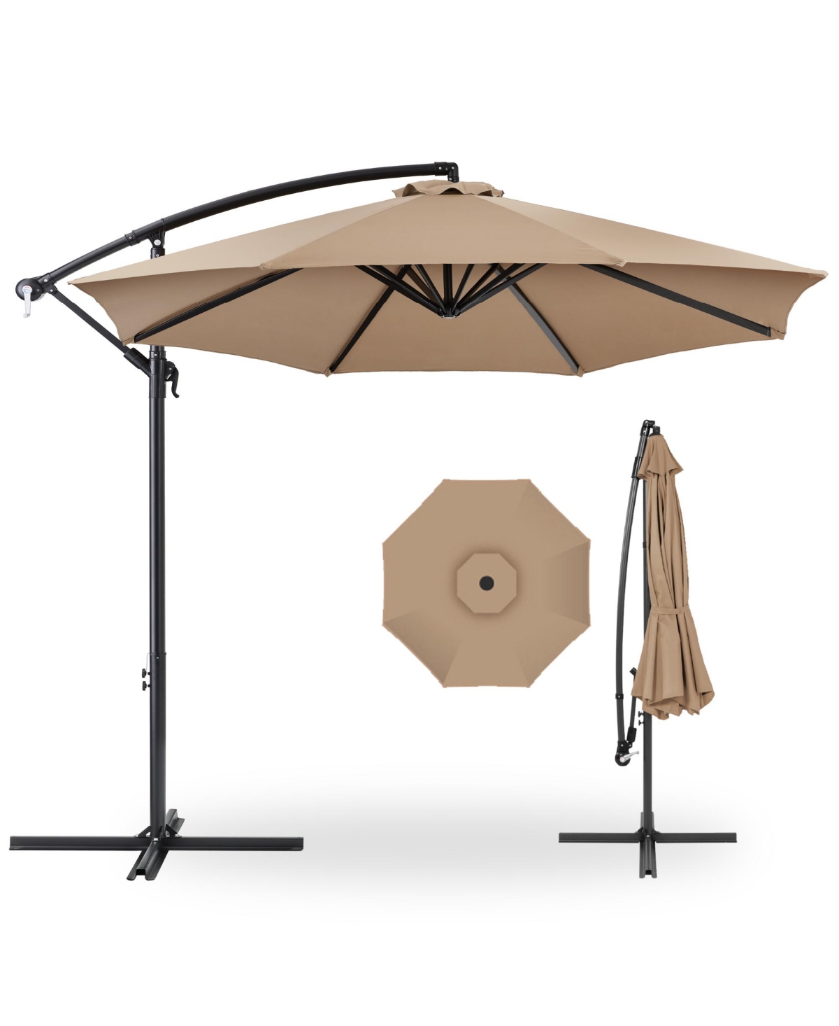 10ft Offset Hanging Outdoor Market Patio Umbrella w/ Easy Tilt Adjustment - Slate