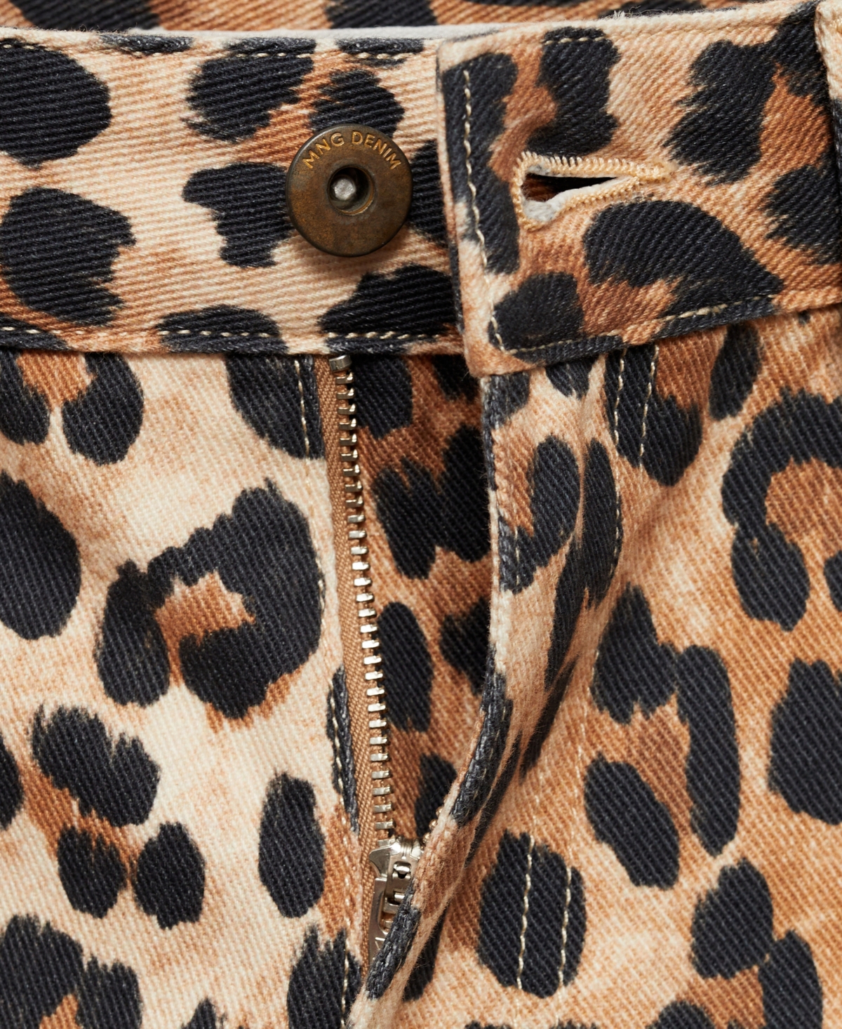 Mango Women's Leopard-Print Denim Bermuda Shorts