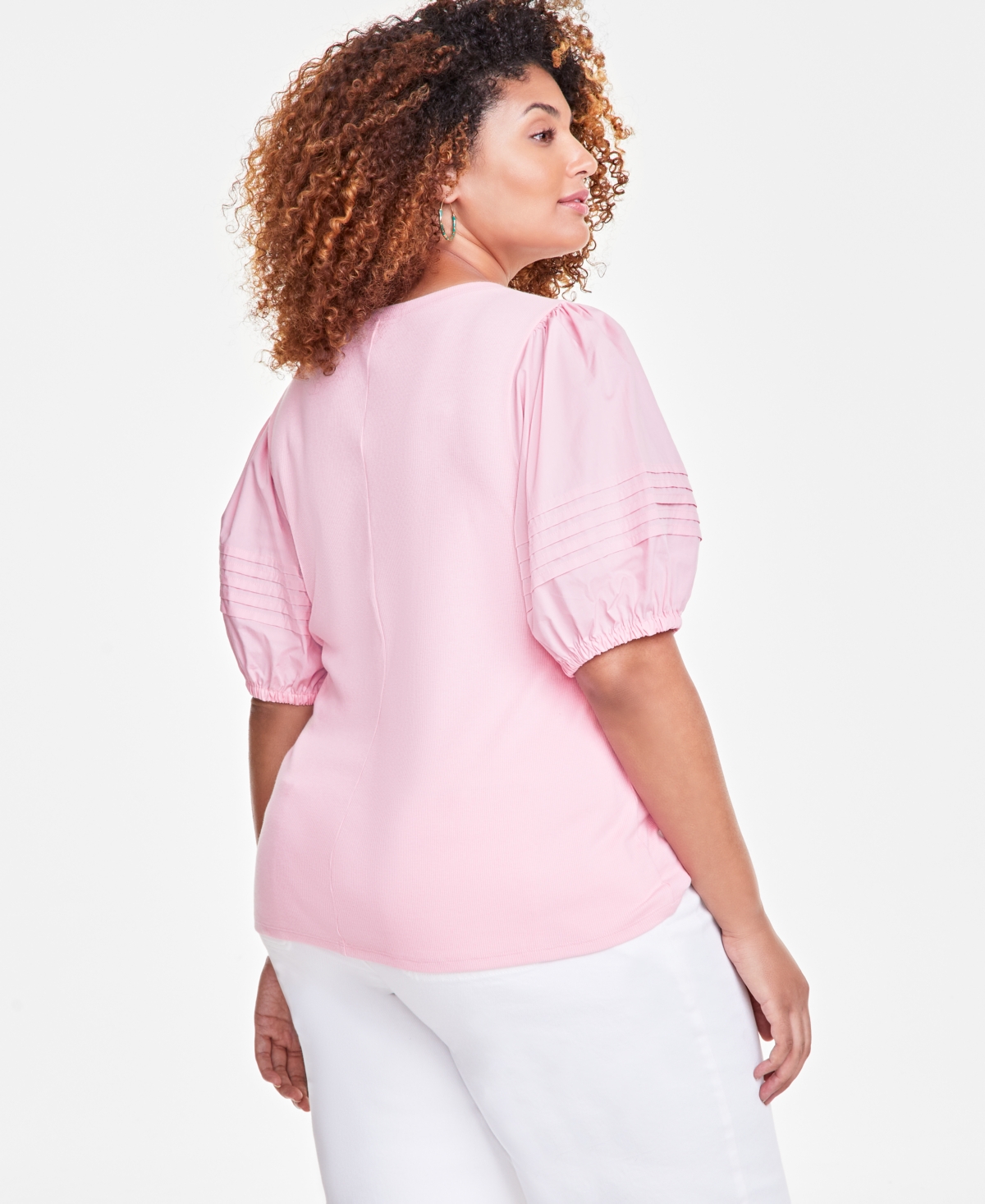 On 34th Trendy Plus Size Puff-Sleeve Knit Top, Created for Macy's