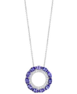 EFFY&reg; Tanzanite (2-5/8 ct. t.w.) & Diamond (1/3 ct. t.w.) Circle Pendant 18"Necklace in 14k White Gold