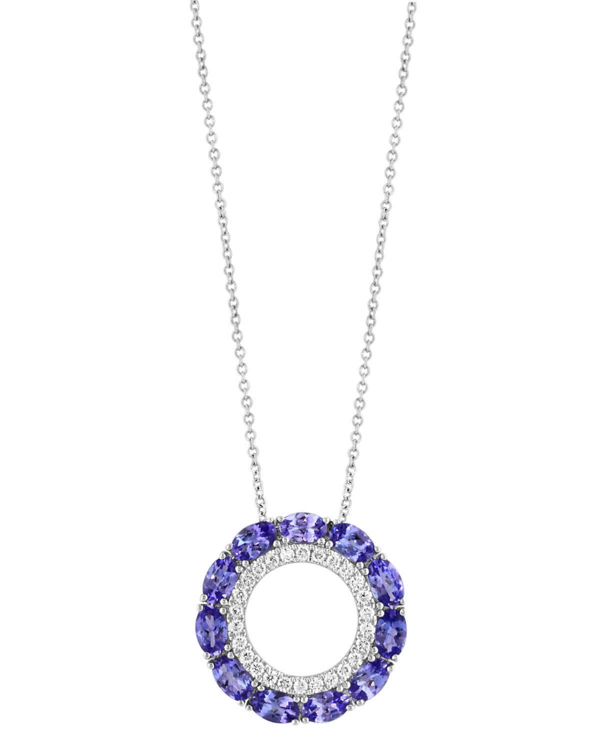 EFFY COLLECTION EFFY TANZANITE (2-5/8 CT. T.W.) & DIAMOND (1/3 CT. T.W.) CIRCLE PENDANT 18"NECKLACE IN 14K WHITE GOL 