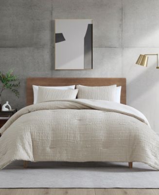 Kenneth Cole New York Serenity Wavy Lines Beige Embossed Duvet Cover Sets - Macy's - KING