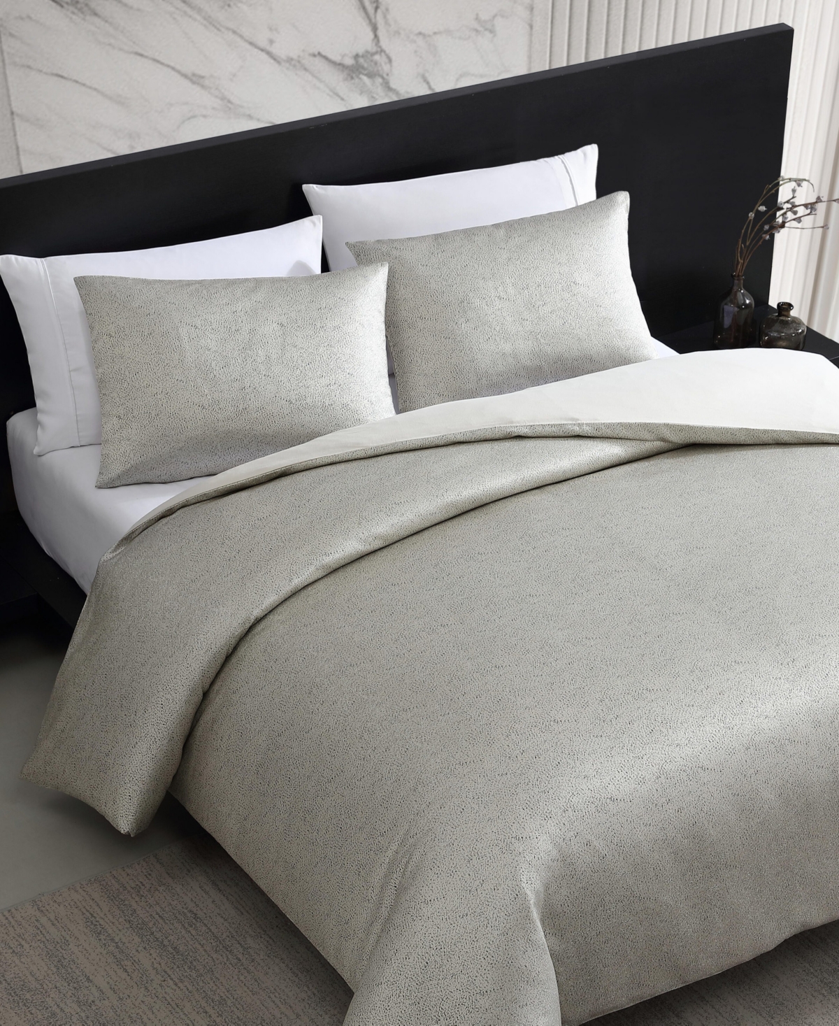 Closeout! Vera Wang Speckled Satin Weave 3-Pc. Comforter Set