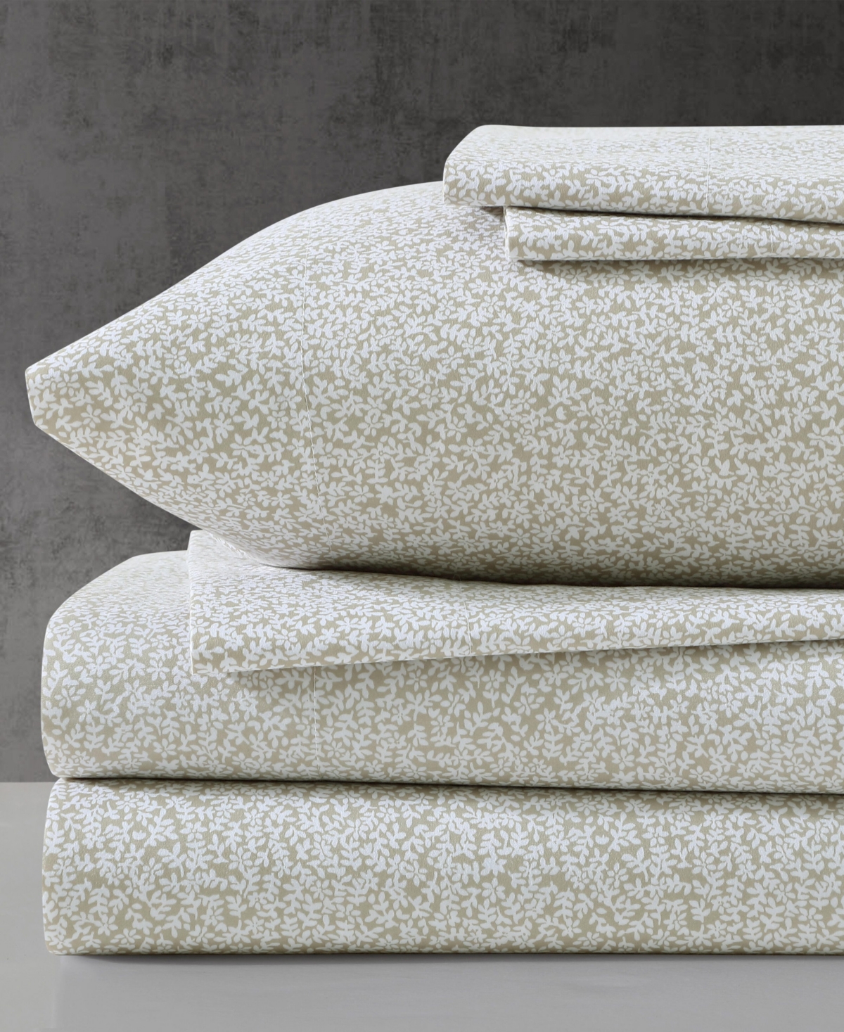 Kenneth Cole New York Microfiber 4 Piece Sheet Set, Twin In Beige Flowers