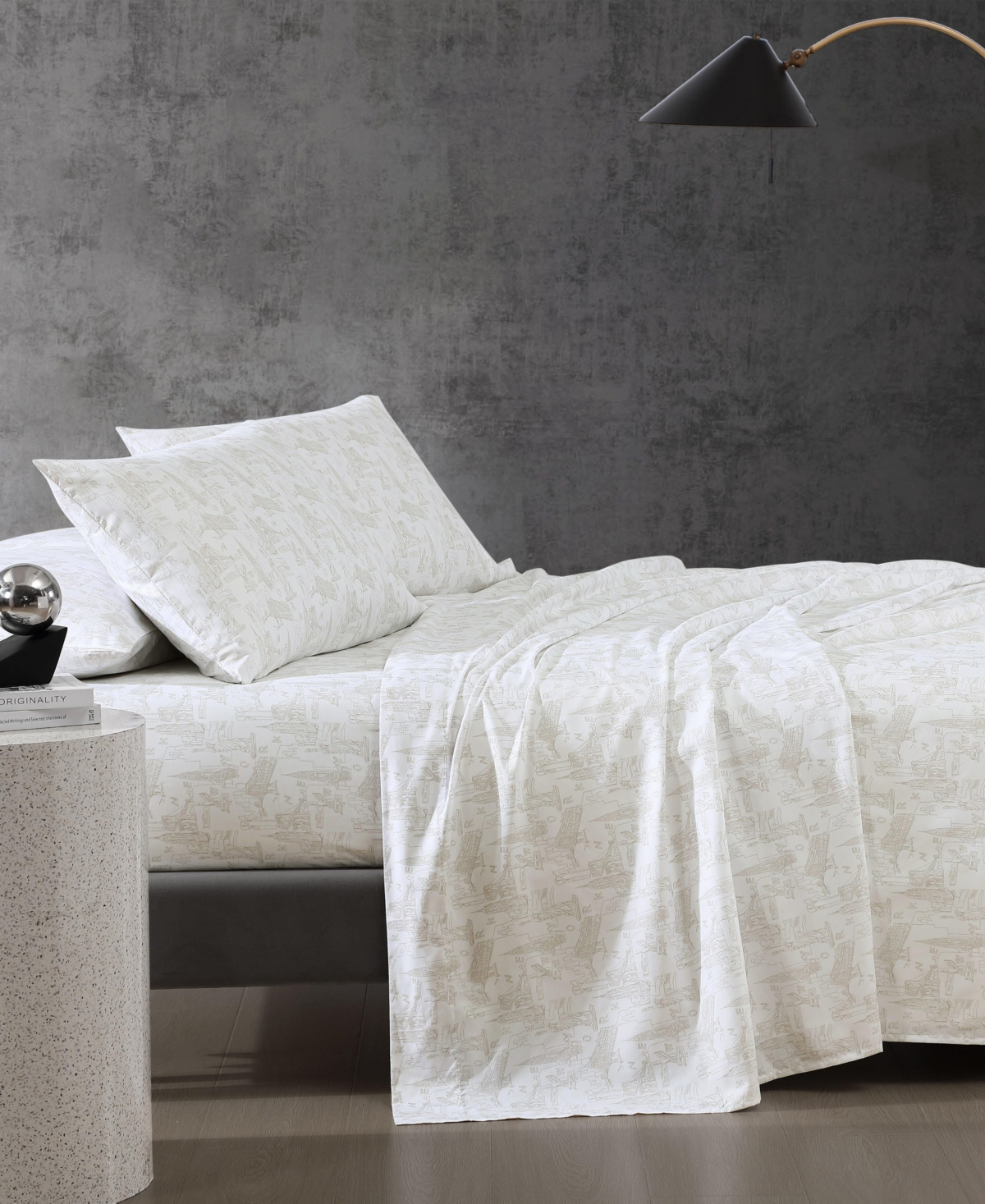 Kenneth Cole New York Microfiber 4 Piece Sheet Set, Twin In Linen Landmarks