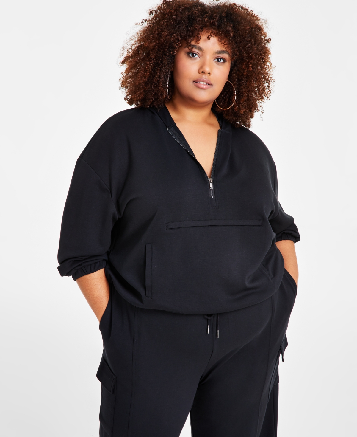 Trendy Plus Size Hooded Pullover Sweatshirt - Tie Dye Camo