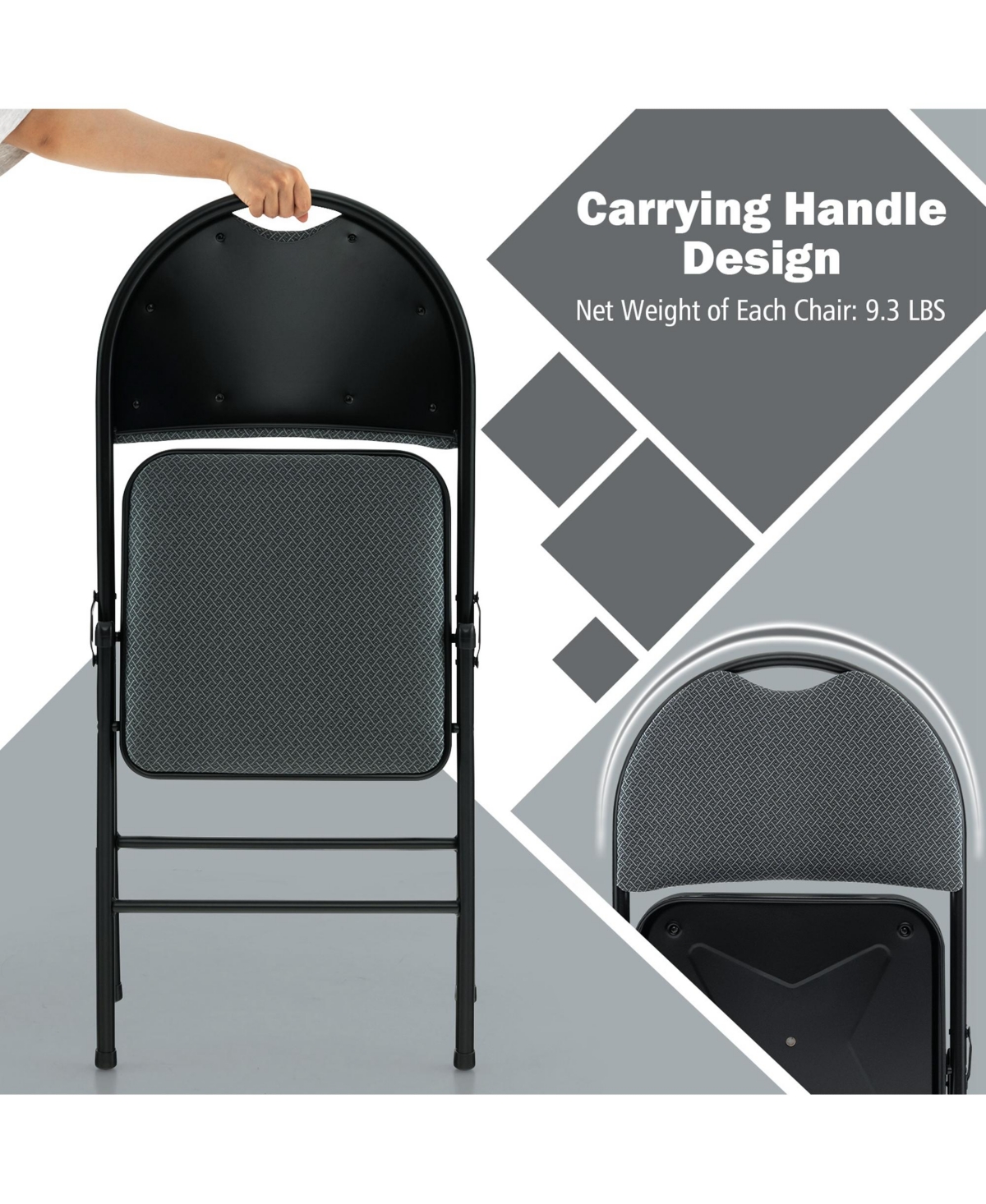 Costway 2 Pack Folding Chairs Portable Padded Office Kitchen Dining Chairs