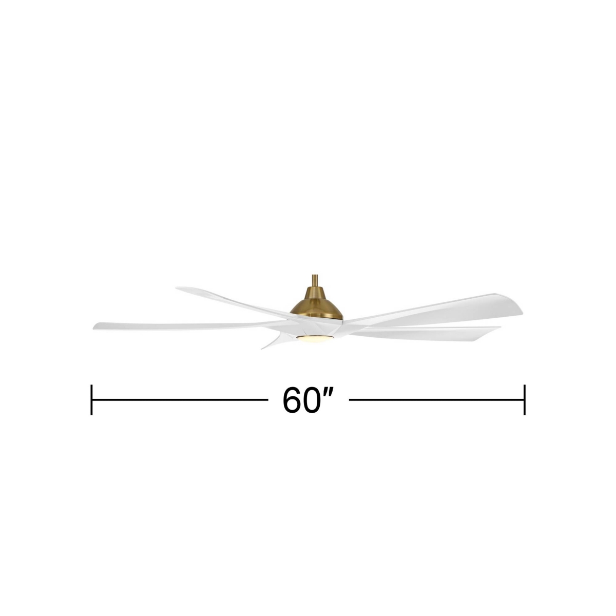 Possini Euro Design 60" Eloquent Indoor Outdoor Ceiling Fan 5 Blade Led Light Remote Control Brass Finish White Blades Damp Rated