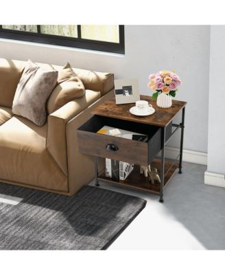 2PCS 2-tier Nightstand Bedside End Sofa Coffee Table Bedroom Living Room