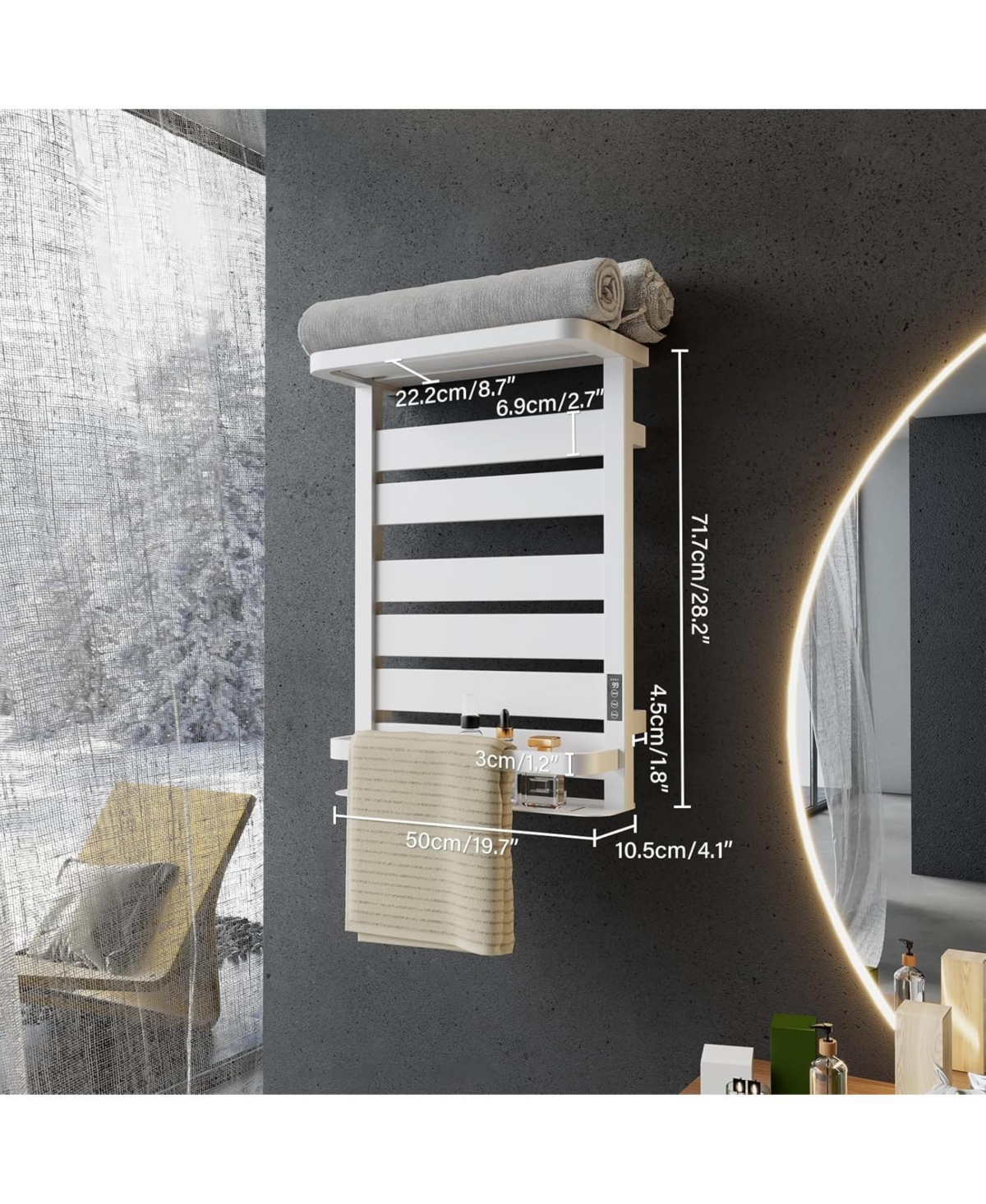 Lalahoo Towel Warmer Rack,6 Bars Wall MountingTowel Warmers for Bathroom with 2 Heating Modes,20