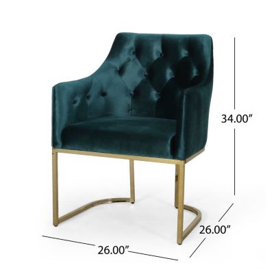 Luxurious Velvet Club Chair U-Base, Tufted Elegance, Iron Strength
