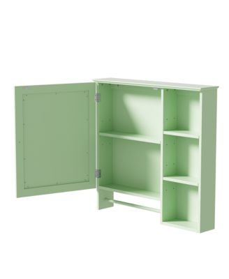 Wall Mounted Bathroom Storage Cabinet, Medicine Cabinets with large mirror door, adjustable shelves and three open storage levels(Not Include Bathroom Vanity)