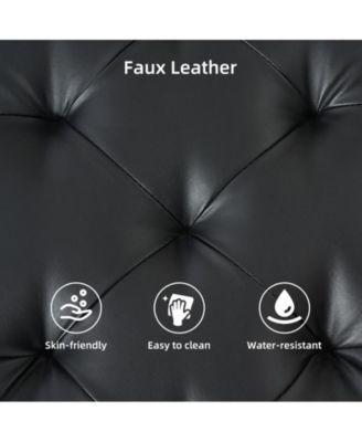 Ottoman Coffee Table with Lift Top,Faux Leather Fabric Tufted Upholstered Ottoman with Storage, Large Square Storage Ottoman Bench for Bedroom, Living Room(Leather, Black)