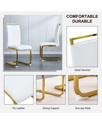 Table and chair set. Modern dining table with MDF top and beautiful MDF legs. Equipped with comfortable PU chairs and metal legs. Suitable for a wide range of decorative styles.