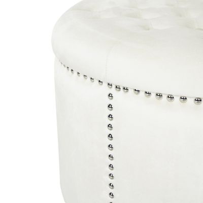 Luxurious Velvet Ottoman with Studded Rim for Comfort and Style