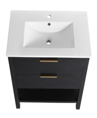 Freestanding 30" Bathroom Vanity with Golden Handle and Ceramic Sink