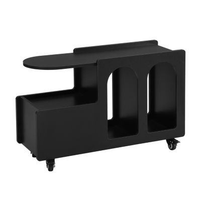 Streamdale Rolling Side Table with Drawer, Cream and Black