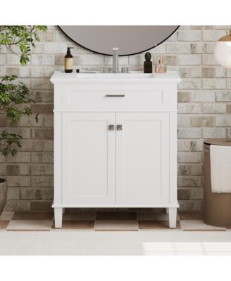 30" Vanity with Ceramic Basin and Adjustable Shelves