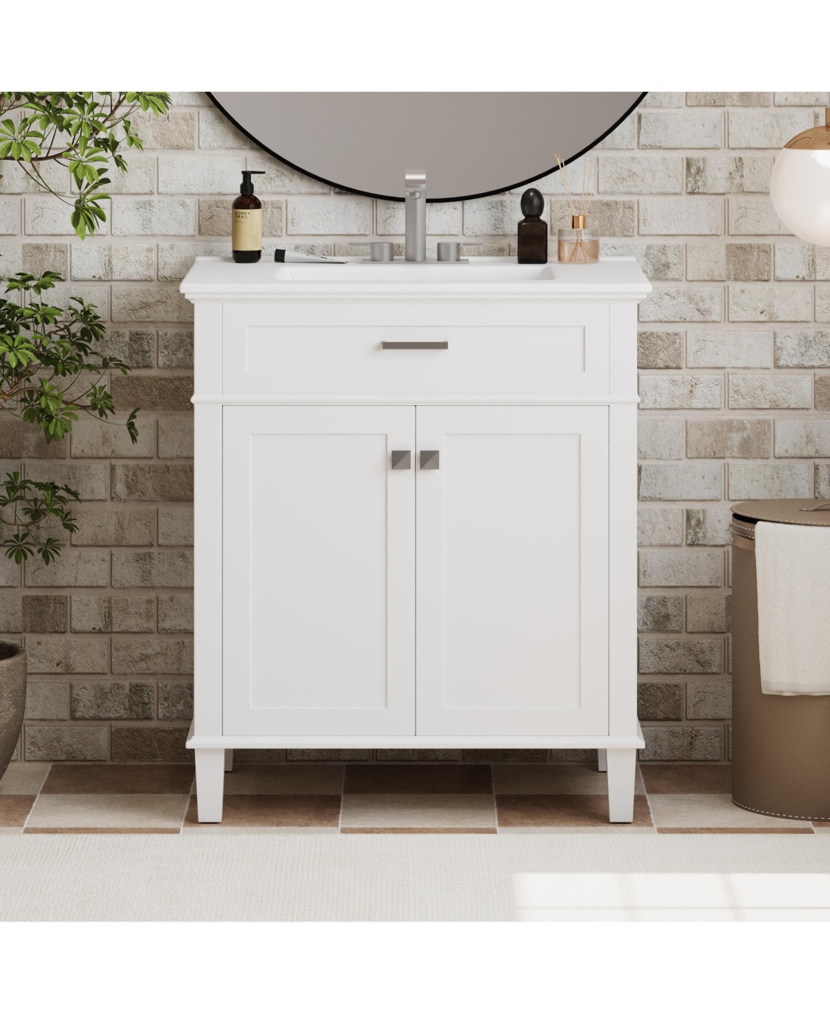 Streamdale Furniture 30-inch bathroom vanity with ceramic basin, soft close door and adjustable shelves