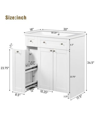 Transitional Blue Bathroom Vanity with Abundant Storage, 30