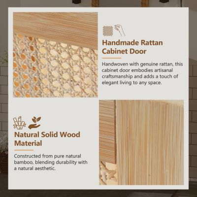 Natural Rattan Vanity with Handmade Doors