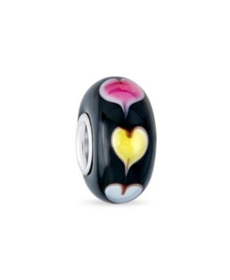 Murano Glass Charm Bead Heart Love Pink Red White for European Bracelet