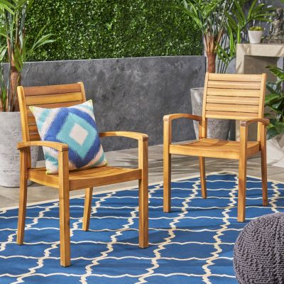 Streamdale Miguel Coastal Acacia Wood Stackable Dining Chairs (Set Of 2)