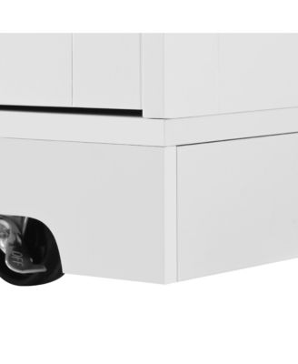 CARB-Certified MDF Drop Leaf, Power Outlet, 3 Drawers, 2 Cabinets, Waterproof Finish Multifunctional Kitchen Island