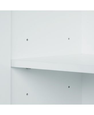 Tall and Wide Bathroom Floor Storage Cabinet, Bathroom Storage Unit, Freestanding Cabinet with 4 Doors, Adjustable Shelves, Open multi-layer Shelves