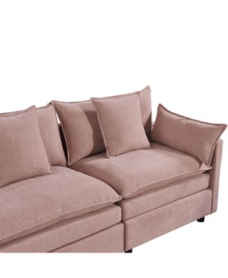 108.66" Modern Chenille L-shaped Sectional Sofa with Convertible Chaise, Comfy Cloud Couch Deep Sectional Sofa with Ottomans for Living Room