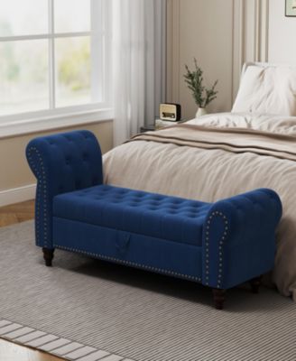 Streamdale Navy Velvet Tufted Storage Chaise