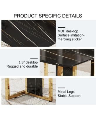 Table and chair set. Modern dining table with MDF top and beautiful MDF legs. Equipped with comfortable PU chairs and metal legs. Suitable for a wide range of decorative styles.