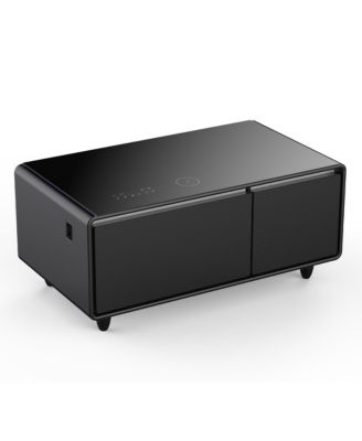 Modern Smart Coffee Table with Fridge, Bluetooth, Wireless Charging