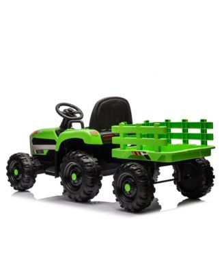 Ride on Tractor2.0 with Trailer,24V Battery Powered Electric Tractor Toy, 200w2motor 1.86-4.97MPH/Remote Control, electric car for kids, Three speed adjustable, USB, MP3, Bluetooth, LED light, safety