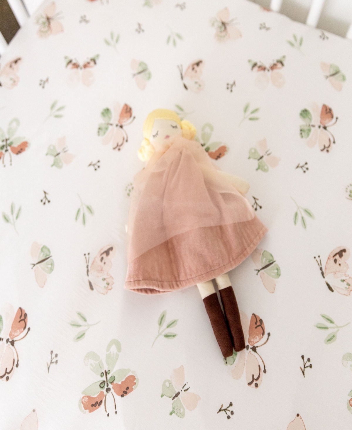 Crane Baby Infants Parker Fitted Butterfly Crib Sheet In Beige