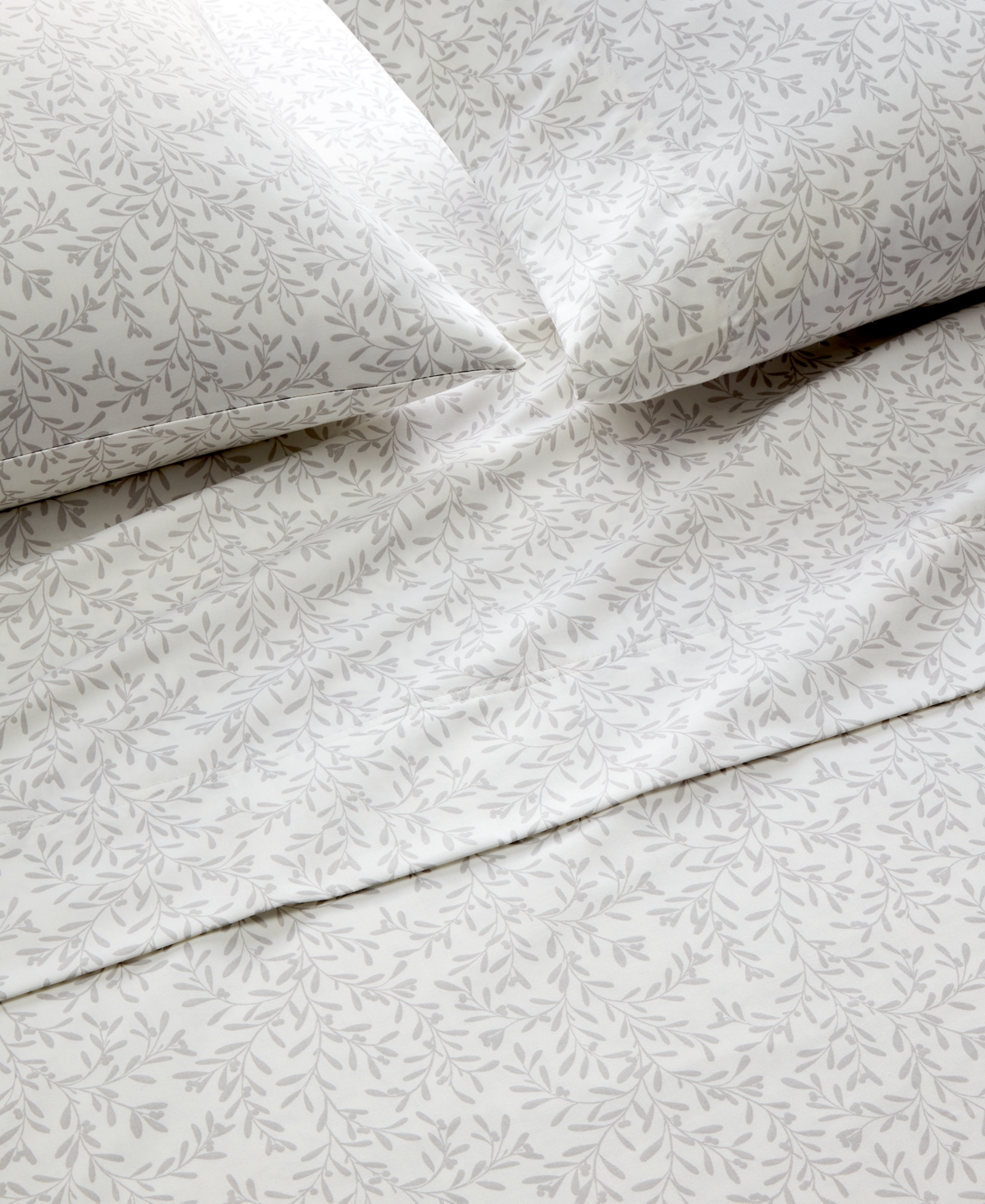 Charter Club 550 Thread Count Printed Cotton 4-pc. Sheet Set, California King, Exclusively At Macy's In Botanical Vines Silver