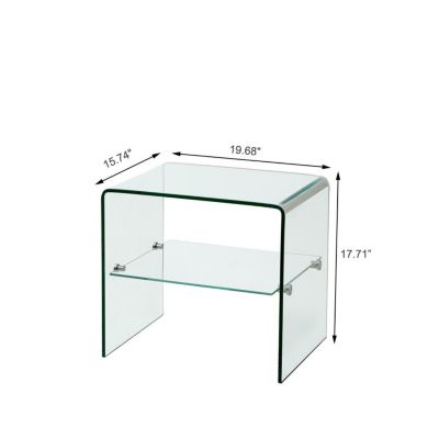 Streamdale Clear Glass Side & End Table, Tempered Glass End Table Small Table
