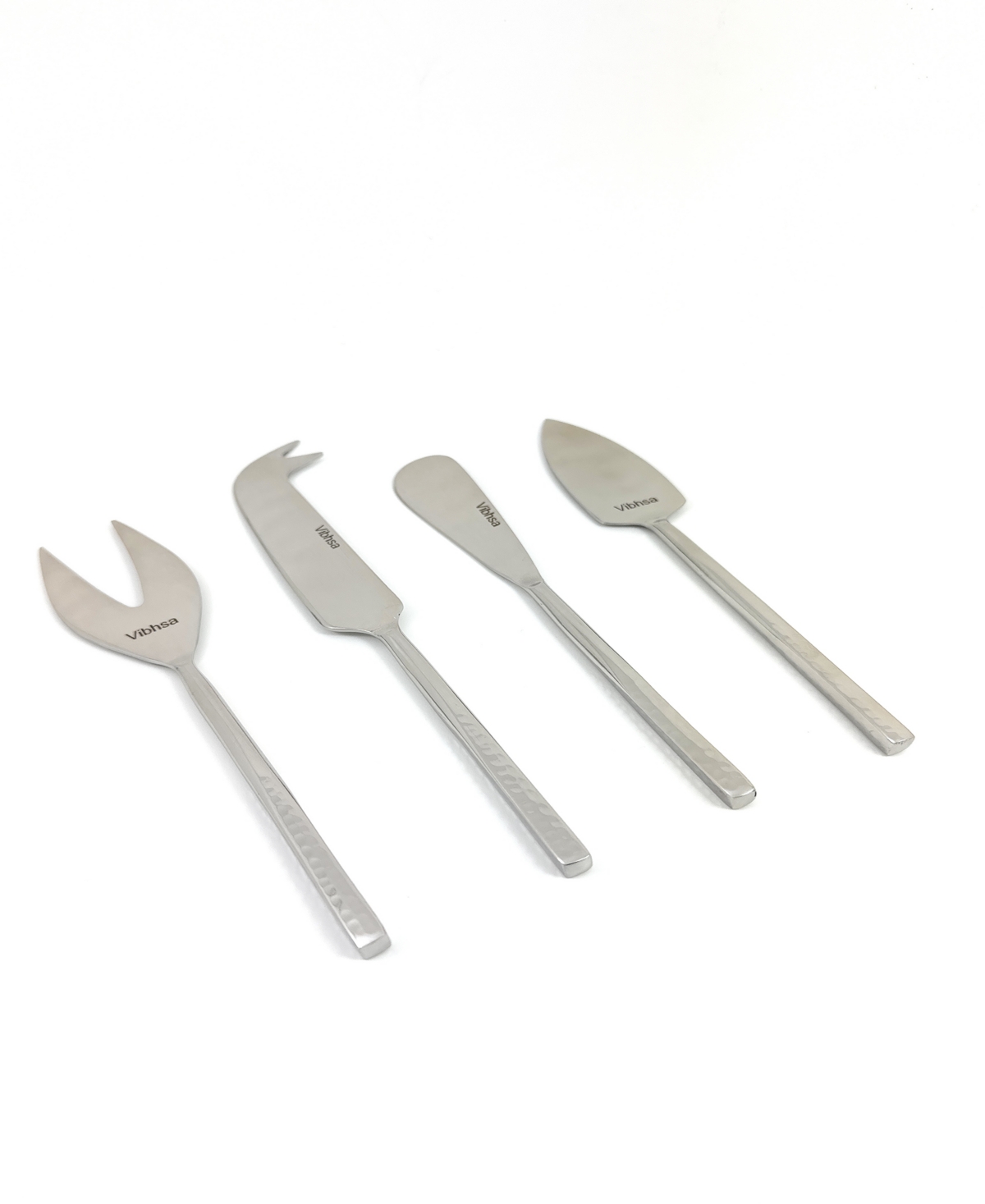 Vibhsa Hammered 4-pc. Cheese Knives Set, Serving For 4 In Silver Glossy Finish
