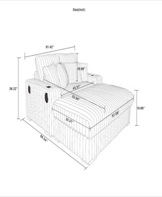 1 Pc. Upholstered Comfy Sleeper with Back & Toss Pillows, Bluetooth Speaker & Wireless Charger Loveseat with Ottoman