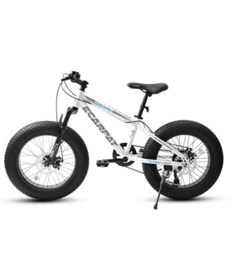 20 inch Fat Tire Bike Adult/Teen Full Shimano 7 Speed Mountain Bike, Dual Disc Brakes, High Carbon Steel Frame, Front Suspension, Mountain Dirt Bike, City Commuter City Bike, Fat Tire Bike