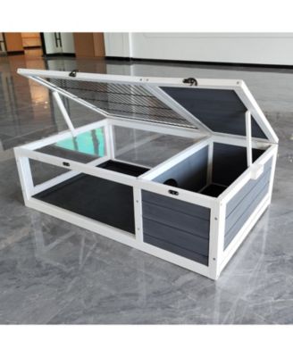 39.5" Wood Tortoise House Indoor Turtle Habitat Reptile Cage for Lizards, Geckos, with Removable Waterproof Tray, Light Support, Acrylic Window