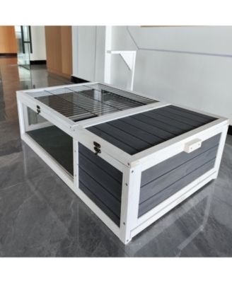 39.5" Wood Tortoise House Indoor Turtle Habitat Reptile Cage for Lizards, Geckos, with Removable Waterproof Tray, Light Support, Acrylic Window