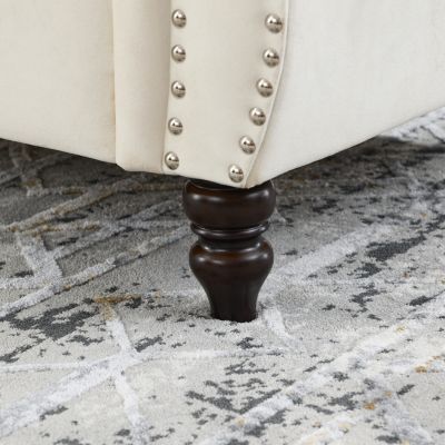 Beige Velvet Chesterfield Sofa