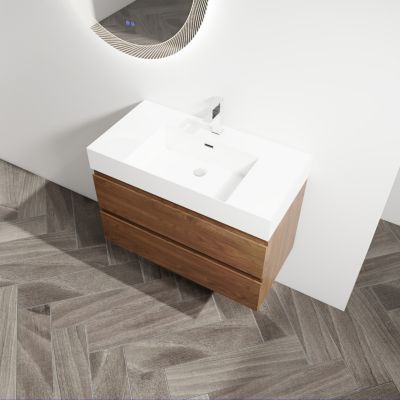 Streamdale Wall-Mount Vanity with Resin Sink and Drawers