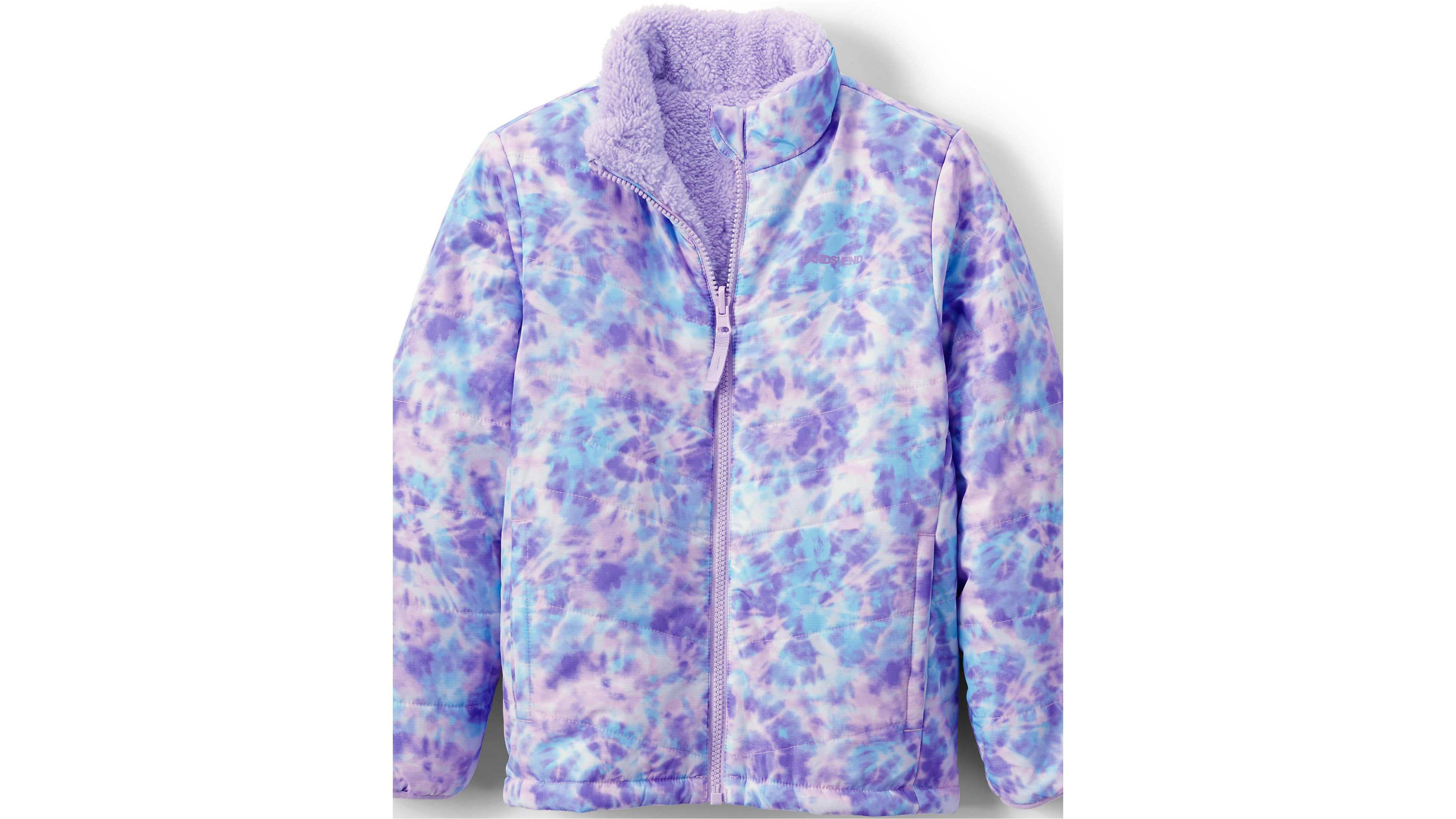 Lands' End Girls Reversible Fleece Puffer Jacket