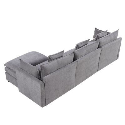 Streamdale Modern Chenille L-Shape Sectional Sofa with Chaise & Ottomans