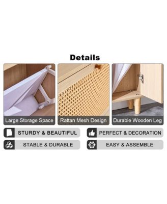 Streamdale Minimalist Storage Cabinet, Rattan Accent