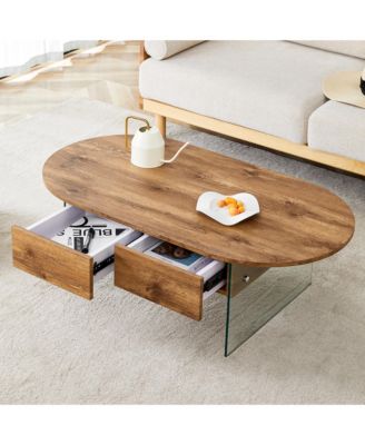  Chic Coffee Table with Drawers and Tempered Glass